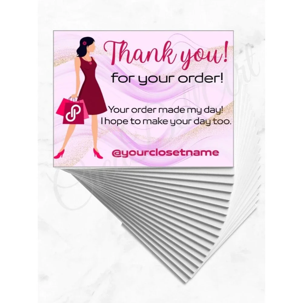 100 Poshmark Shopping Thank You Cards 4 x 3 in